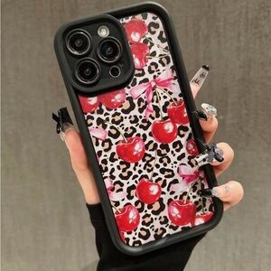 Cherry Leopard IPhone 15 Pro phone case